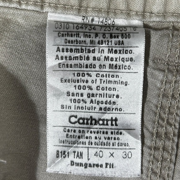 Carhartt Dungaree Khaki Utility Tan Work Pants Men's Size 40x30 Cotton Canvas - Picture 7 of 8